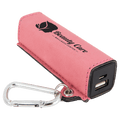 Pink Laserable Leatherette 2200 mAh Power Bank with USB Cord
