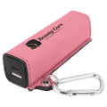 Pink Laserable Leatherette 2200 mAh Power Bank with USB-C Cord