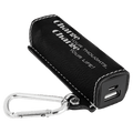 Black/Silver Laserable Leatherette 2200 mAh Power Bank with USB Cord