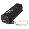 Black/Silver Laserable Leatherette 2200 mAh Power Bank with USB-C Cord