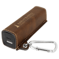 Rustic/Gold Laserable Leatherette 2200 mAh Power Bank with USB-C Cord