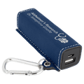 Blue/Silver Laserable Leatherette 2200 mAh Power Bank with USB Cord