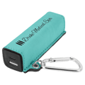 Teal Laserable Leatherette 2200 mAh Power Bank with USB-C Cord