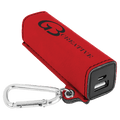 Red Laserable Leatherette 2200 mAh Power Bank with USB Cord