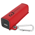 Red Laserable Leatherette 2200 mAh Power Bank with USB-C Cord