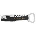 Black/Gold Laserable Leatherette Wine Bottle Opener