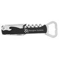 Black/Silver Laserable Leatherette Wine Bottle Opener