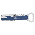 Blue/Silver Laserable Leatherette Wine Bottle Opener