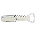 White Laserable Leatherette Wine Bottle Opener