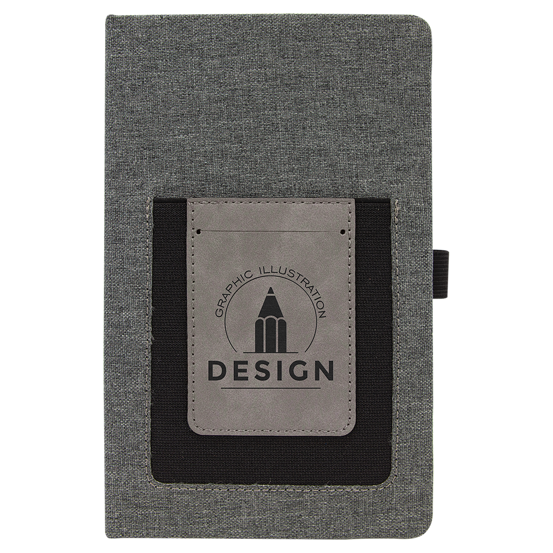 Gray w/Gray 5 1/4" x 8 1/4" Laserable Leatherette Journal with Cell/Card Slot