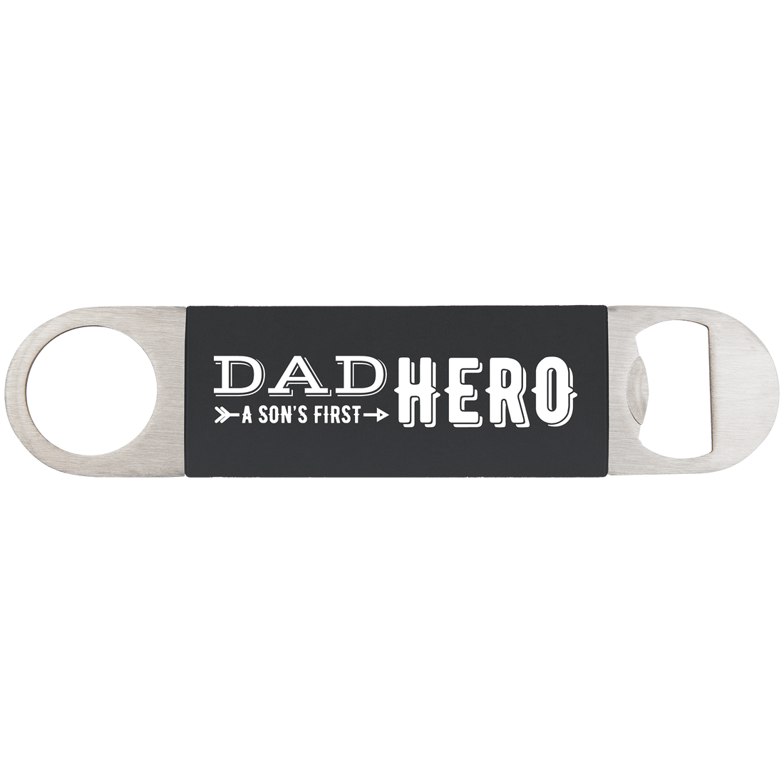Black/White 1 1/2" x 7" Bottle Opener with Silicone Grip