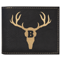 Black/Gold Laserable Leatherette Bi-Fold Wallet w/Flip ID Display