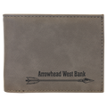 Gray Laserable Leatherette Bi-Fold Wallet w/Flip ID Display
