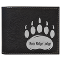 Black/Silver Laserable Leatherette Bi-Fold Wallet w/Flip ID Display