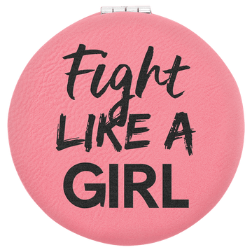 Pink 2 1/2" Laserable Leatherette Compact Mirror