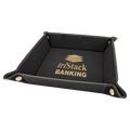 Black/Gold Laserable Leatherette Snap Up Tray with Gold 6