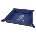 Blue/Silver Laserable Leatherette Snap Up Tray with Silver 6