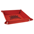 Red Laserable Leatherette Snap Up Tray with Silver 6
