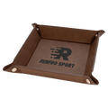 Dark Brown Laserable Leatherette Snap Up Tray with Silver 6