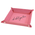 Pink Laserable Leatherette Snap Up Tray with Silver 6