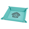 Teal Laserable Leatherette Snap Up Tray with Silver 6