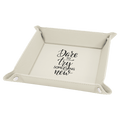 White Laserable Leatherette Snap Up Tray with Silver 6