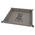Gray Laserable Leatherette Snap Up Tray with Silver 9