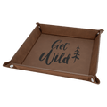 Dark Brown Laserable Leatherette Snap Up Tray with Silver 9