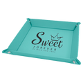 Teal Laserable Leatherette Snap Up Tray with Silver 9