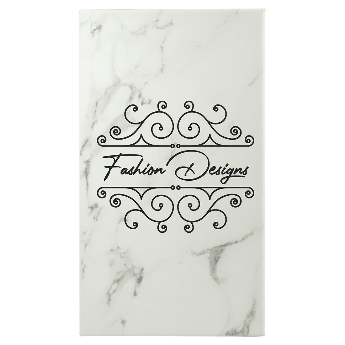 5 1/4" x 8 1/4" White Marble Laserable Leatherette Sketch Book with Unlined Notepad