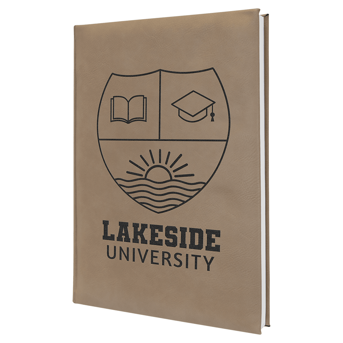 Light Brown 7" x 9 3/4" Laserable Leatherette Journal with Lined Notepad