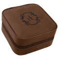 Dark Brown Laserable Leatherette Travel Jewelry Box with Black 4