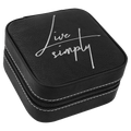 Black/Silver Laserable Leatherette Travel Jewelry Box with Black 4