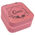 Pink Laserable Leatherette Travel Jewelry Box with Black 4