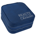 Blue/Silver Laserable Leatherette Travel Jewelry Box with Black 4