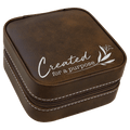 Rustic/Silver Laserable Leatherette Travel Jewelry Box with Black 4