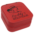 Red Laserable Leatherette Travel Jewelry Box with Black 4