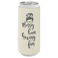 White Laserable Leatherette Slim Beverage Holder