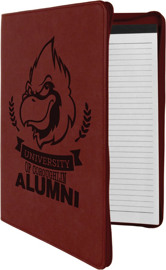 9 9 1/2" x 12" w/ Zipper Laserable Leatherette Portfolio with Notepad