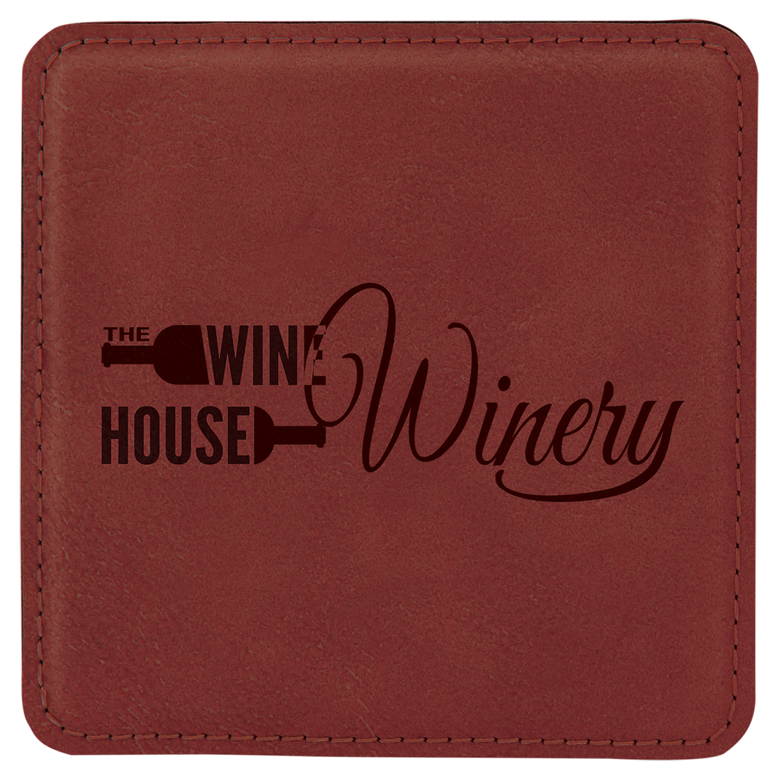 4" x 4" Square Rose Laserable Leatherette Coaster