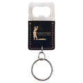 Black/Gold Rectangle Laserable Leatherette Bottle Opener Keychain