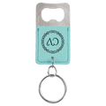 Teal Rectangle Laserable Leatherette Bottle Opener Keychain
