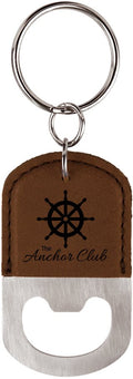 Dark Brown Oval Laserable Leatherette Bottle Opener Keychain