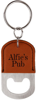 Rawhide Oval Laserable Leatherette Bottle Opener Keychain