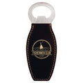 Black/Gold Laserable Leatherette Bottle Opener with Magnet