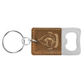 Rustic/Gold Rectangle Laserable Leatherette Bottle Opener Keychain