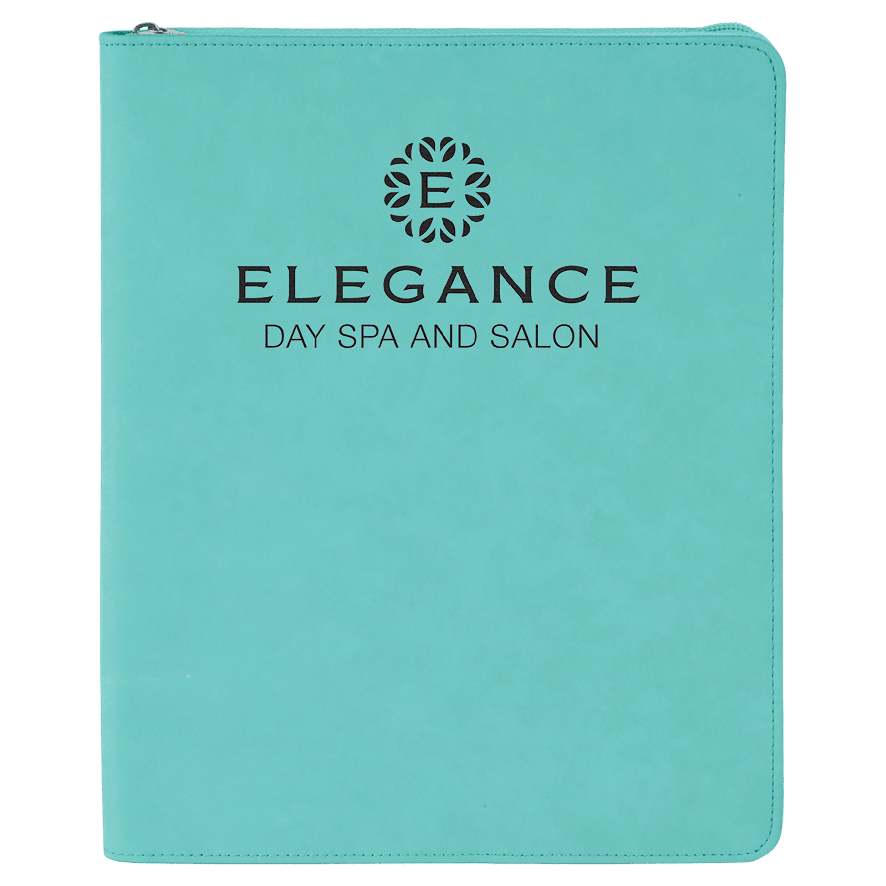 Teal 9 1/2" x 12" w/ Zipper Laserable Leatherette Portfolio with Notepad