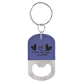 Purple Oval Laserable Leatherette Bottle Opener Keychain