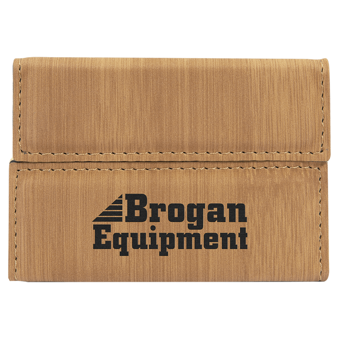 3 3/4" x 2 3/4" Bamboo Laserable Leatherette Hard Business Card Holder