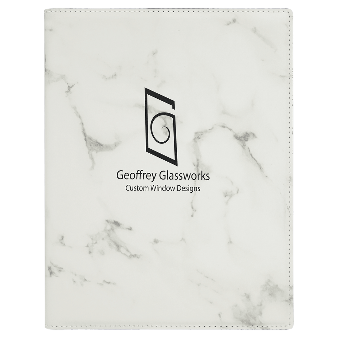 7" x 9" White Marble Laserable Leatherette Small Portfolio with Notepad